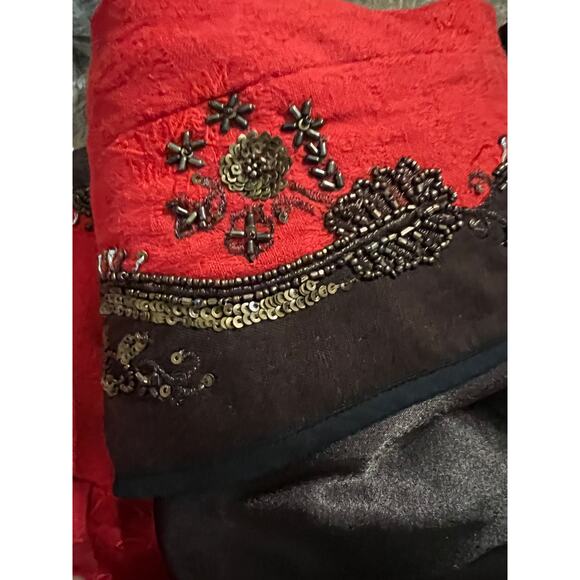 Chico's Sz 0 s Red Persian Art-to-Wear 3/4 Embroidered Beaded Jacket Funky Rich - Picture 5 of 11